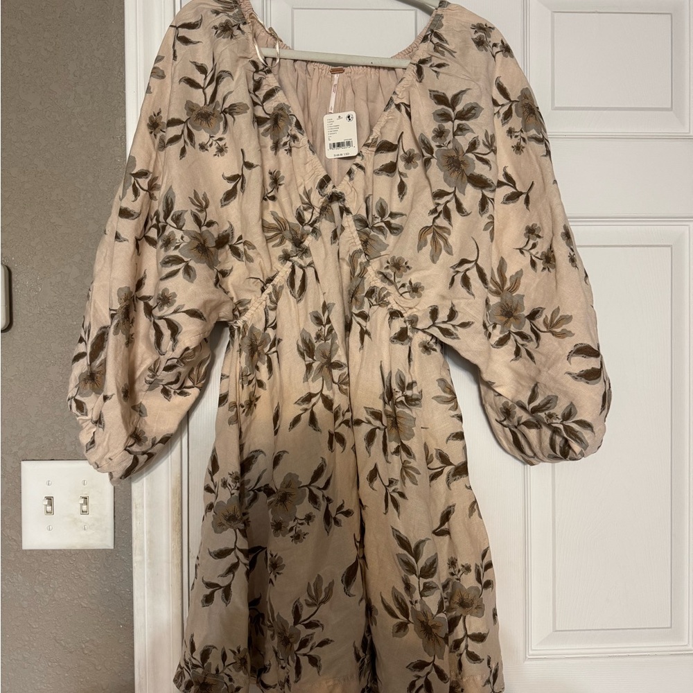 Free People Floral Beige Dress